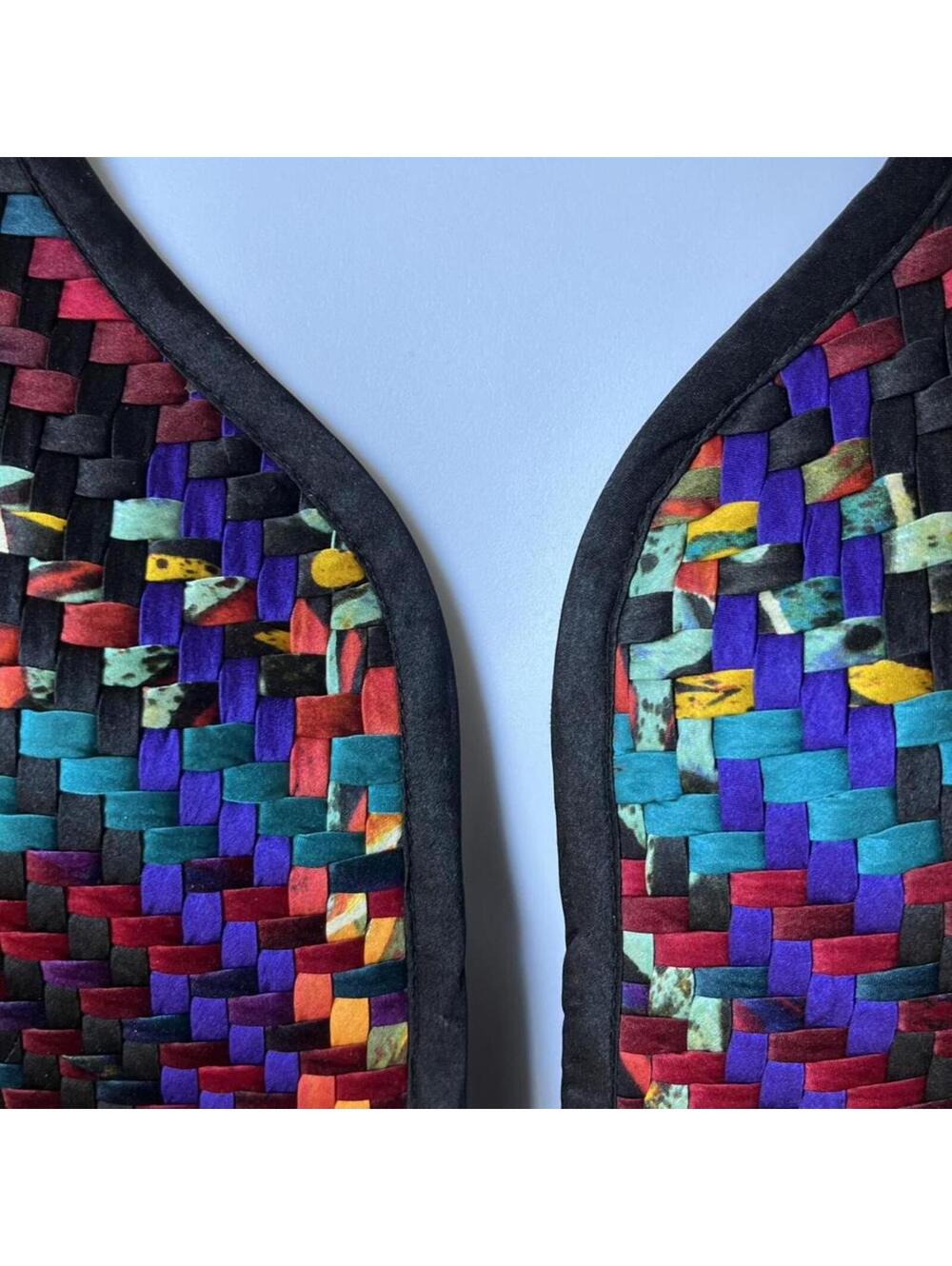 Chico’s Design Multicolor Silk Jacket | Artistic Woven Statement Blazer - Picture 4 of 6